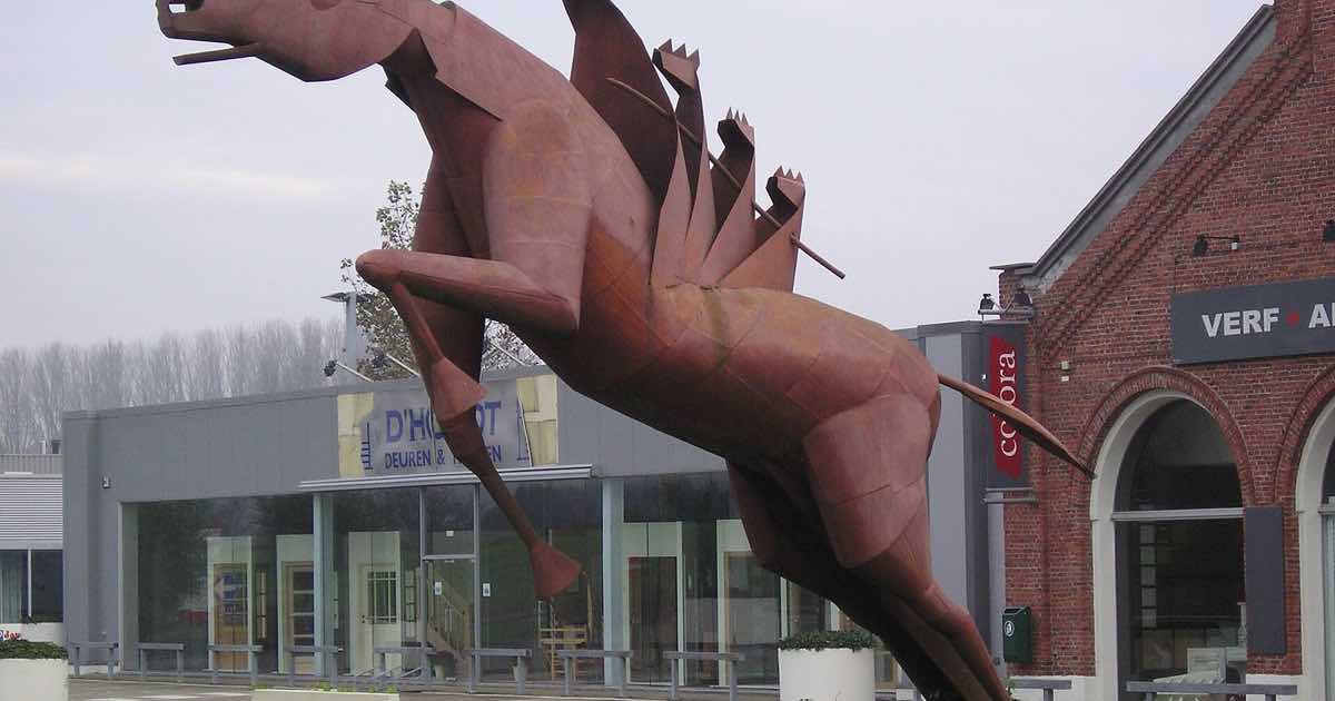 Beeld van het Ros Beiaard in Grembergen (Dendermonde)